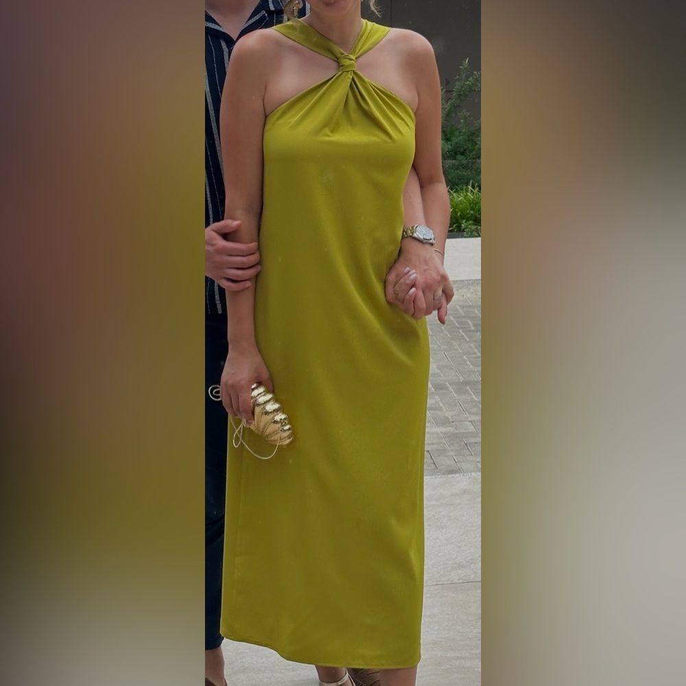 Elegant Cross Halter Mustard Women’s Dress Small - Picture 5 of 5